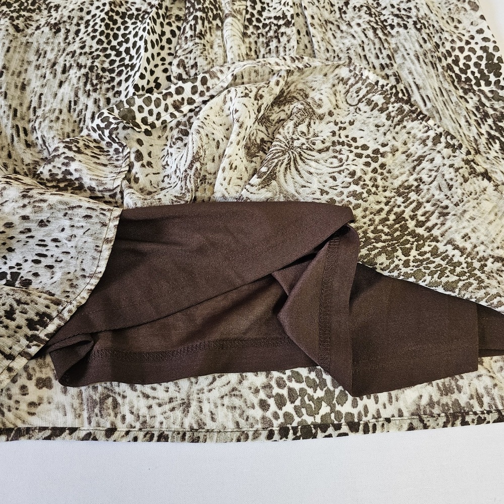 New Directions Women Large Brown & Cream Pleated Sleeveless Tank Blouse Lined - Picture 5 of 7